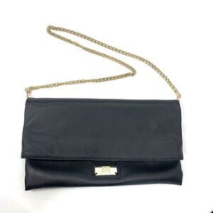 Geox Three Way Convertible Clutch Fold Over Shoulder Crossbody Bag - Black